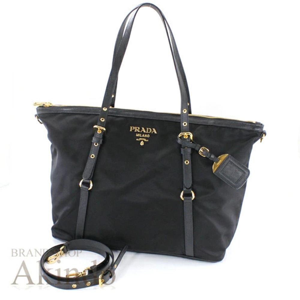 Prada bag handbag tote black shoulder leather